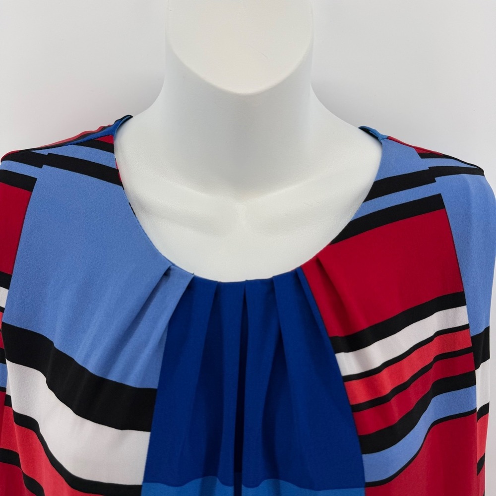 Calvin Klein Colorblock Sleeveless Blouse Blue Red Striped‎ Top Womens XL - Picture 5 of 11
